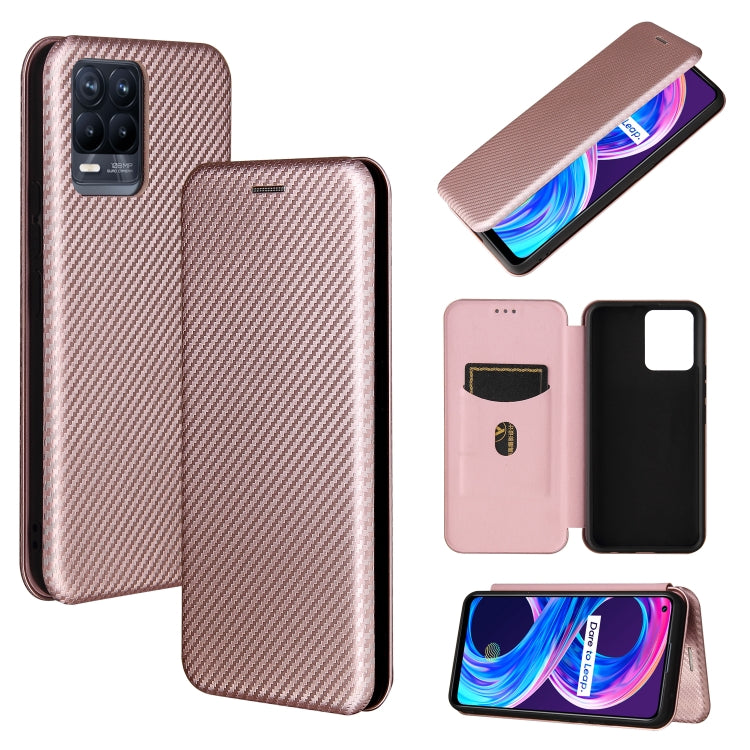 Carbon Fiber Texture Magnetic Horizontal Flip TPU + PC + PU Leather Case with Card Slot, For OPPO Realme 8 / 8 Pro