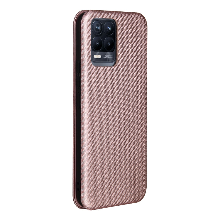 Carbon Fiber Texture Magnetic Horizontal Flip TPU + PC + PU Leather Case with Card Slot, For OPPO Realme 8 / 8 Pro