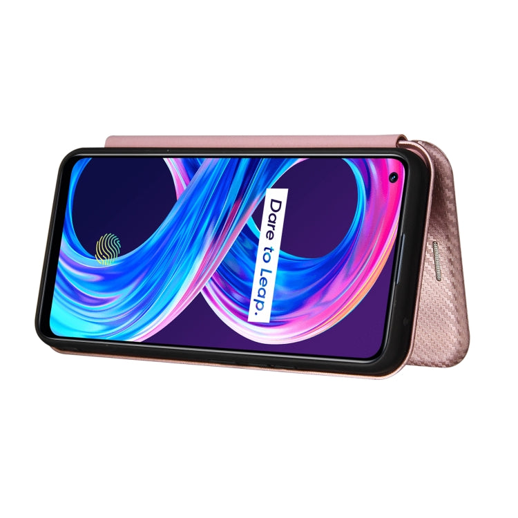 Carbon Fiber Texture Magnetic Horizontal Flip TPU + PC + PU Leather Case with Card Slot, For OPPO Realme 8 / 8 Pro