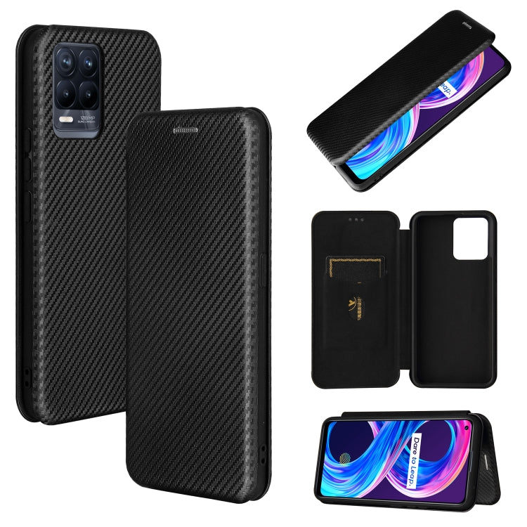 Carbon Fiber Texture Magnetic Horizontal Flip TPU + PC + PU Leather Case with Card Slot, For OPPO Realme 8 / 8 Pro