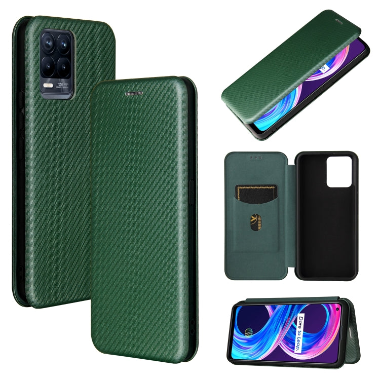 Carbon Fiber Texture Magnetic Horizontal Flip TPU + PC + PU Leather Case with Card Slot, For OPPO Realme 8 / 8 Pro