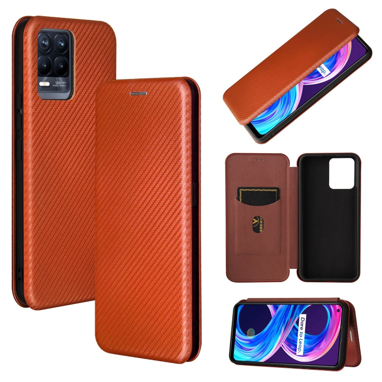 Carbon Fiber Texture Magnetic Horizontal Flip TPU + PC + PU Leather Case with Card Slot, For OPPO Realme 8 / 8 Pro