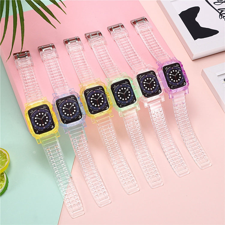 Crystal Clear Color Contrast Replacement Strap Watchband, For Apple Watch Series 7 41mm / &amp; 6 &amp; SE &amp; 5 &amp; 4 40mm, For Apple Watch Series 7 45mm / &amp; 6 &amp; SE &amp; 5 &amp; 4 44mm