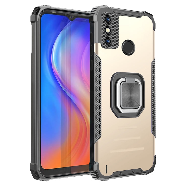 Fierce Warrior Series Armor All-inclusive Shockproof Aluminum Alloy + TPU Protective Case with Ring Holder, For Tecno Spark 6 Go