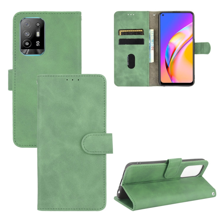 Solid Color Skin Feel Magnetic Buckle Horizontal Flip Calf Texture PU Leather Case with Holder & Card Slots & Wallet, For OPPO F19 Pro /  A94 5G