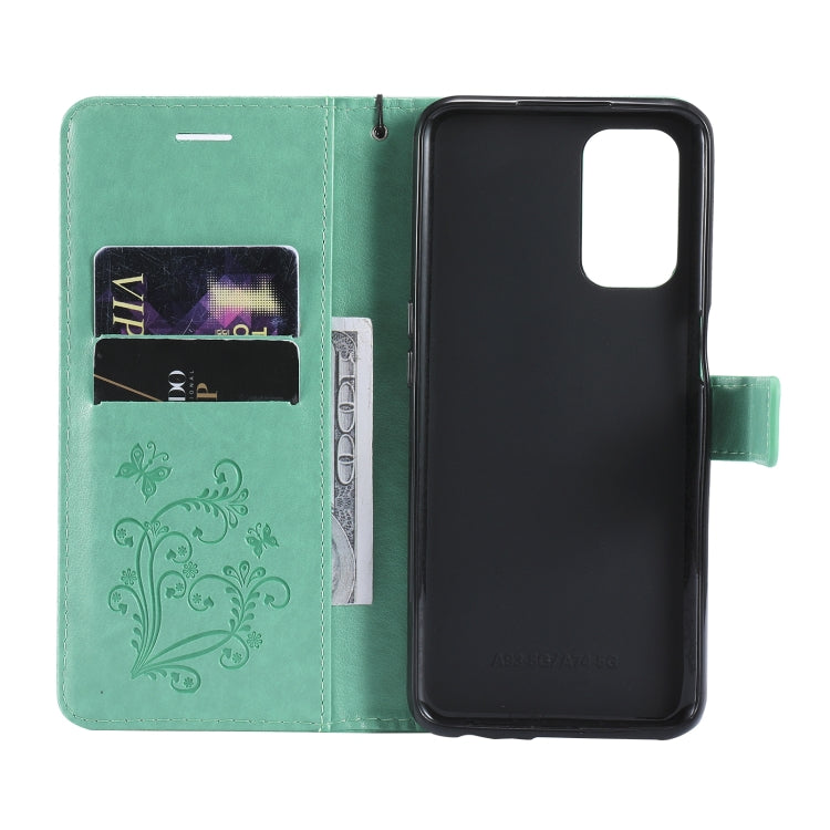 Pressed Printing Butterfly Pattern Horizontal Flip PU Leather Case with Holder & Card Slots & Wallet & Lanyard, For OPPO A93 5G / A74 5G, For OPPO Realme 8 Pro / Realme 8, For OPPO Realme V13