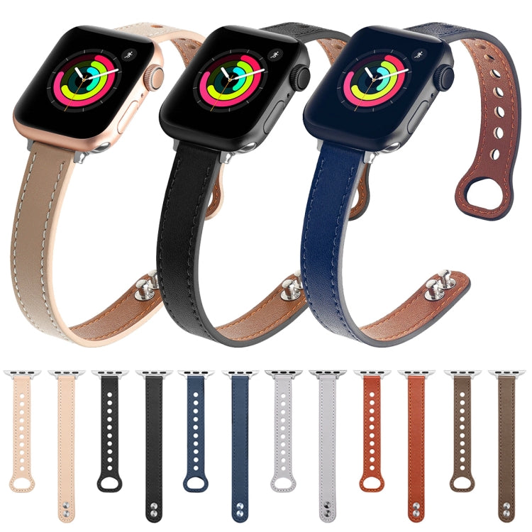 Double Nail Leather Replacement Strap Watchband, For Apple Watch Series 7 41mm / &amp; 6 &amp; SE &amp; 5 &amp; 4 40mm, For Apple Watch Series 7 45mm / &amp; 6 &amp; SE &amp; 5 &amp; 4 44mm