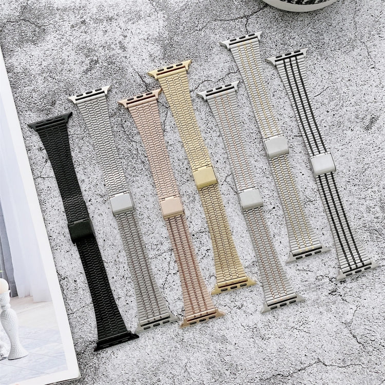 Color Matching Seven Beads Steel Replacement Strap Watchband, For Apple Watch Series 7 41mm / &amp; 6 &amp; SE &amp; 5 &amp; 4 40mm, For Apple Watch Series 7 45mm / &amp; 6 &amp; SE &amp; 5 &amp; 4 44mm