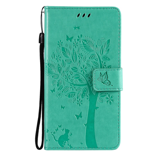 Tree &amp; Cat Pattern Pressed Printing Horizontal Flip PU Leather Case with Holder &amp; Card Slots &amp; Wallet &amp; Lanyard, For LG Stylo 7 5G / 4G, For OPPO F19 / A74 4G