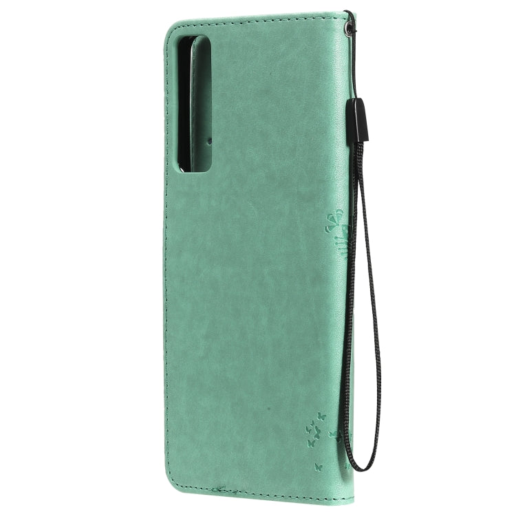 Tree & Cat Pattern Pressed Printing Horizontal Flip PU Leather Case with Holder & Card Slots & Wallet & Lanyard, For LG Stylo 7 5G / 4G, For OPPO F19 / A74 4G