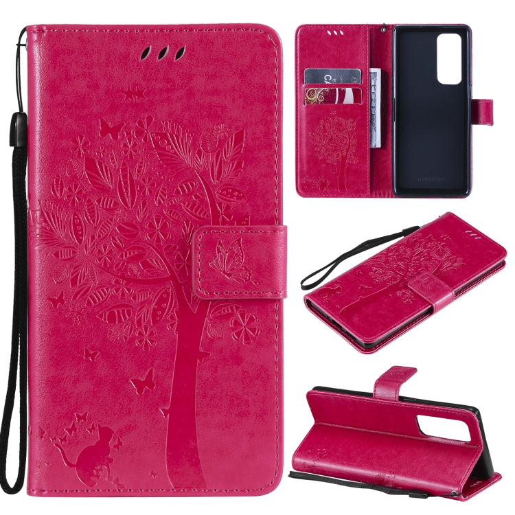 Tree & Cat Pattern Pressed Printing Horizontal Flip PU Leather Case with Holder & Card Slots & Wallet & Lanyard, For OPPO Reno5 Pro+ 5G / Find X3 Neo, For OPPO Find X3 / X3 Pro