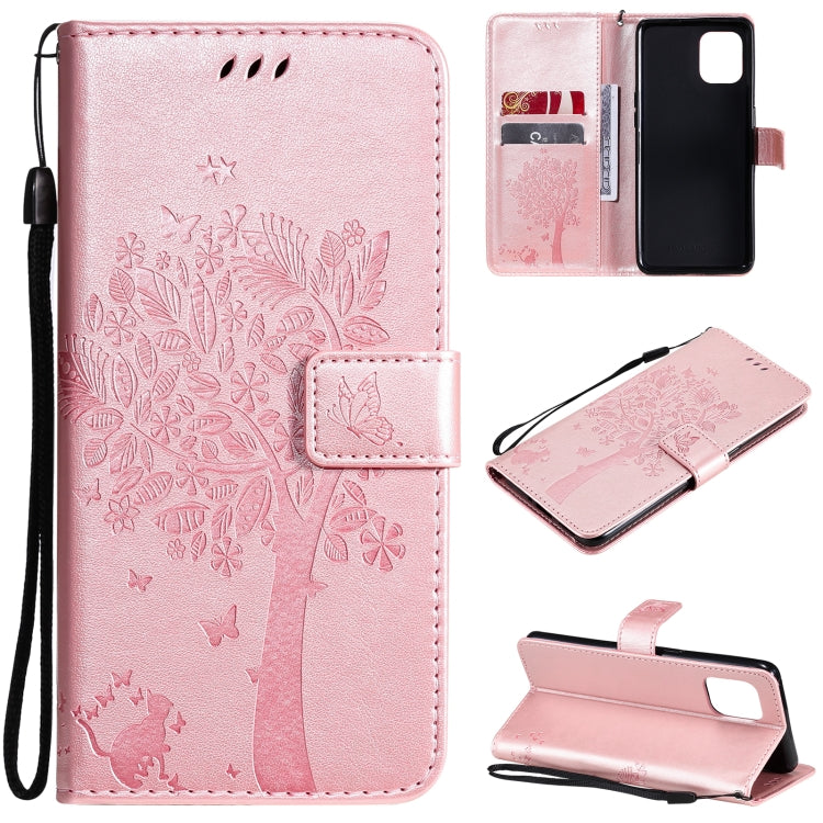 Tree & Cat Pattern Pressed Printing Horizontal Flip PU Leather Case with Holder & Card Slots & Wallet & Lanyard, For OPPO Reno5 Pro+ 5G / Find X3 Neo, For OPPO Find X3 / X3 Pro