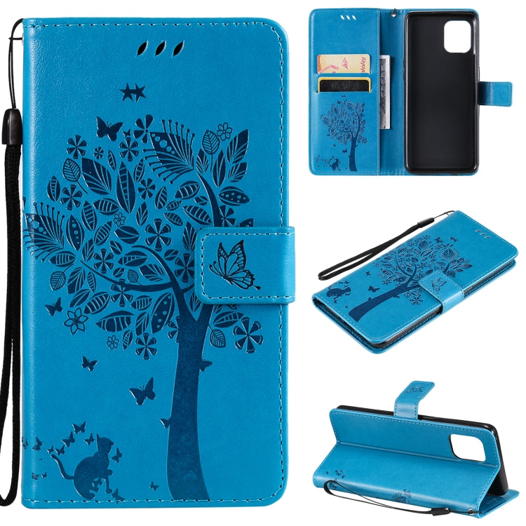 Tree & Cat Pattern Pressed Printing Horizontal Flip PU Leather Case with Holder & Card Slots & Wallet & Lanyard, For OPPO Reno5 Pro+ 5G / Find X3 Neo, For OPPO Find X3 / X3 Pro