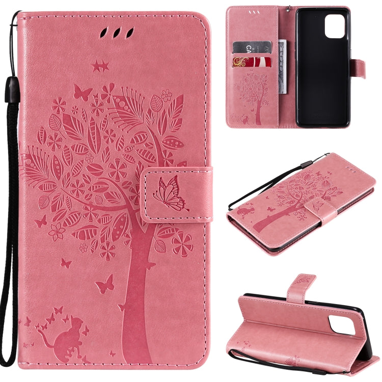 Tree & Cat Pattern Pressed Printing Horizontal Flip PU Leather Case with Holder & Card Slots & Wallet & Lanyard, For OPPO Reno5 Pro+ 5G / Find X3 Neo, For OPPO Find X3 / X3 Pro