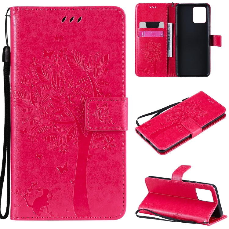 Tree & Cat Pattern Pressed Printing Horizontal Flip PU Leather Case with Holder & Card Slots & Wallet & Lanyard, For OPPO Realme 8 4G / Realme 8 Pro 4G, For OPPO Realme V13 5G / Realme 8 5G