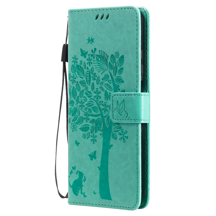 Tree & Cat Pattern Pressed Printing Horizontal Flip PU Leather Case with Holder & Card Slots & Wallet & Lanyard, For Xiaomi Redmi Note 10 4G, For Xiaomi Redmi Note 10 Pro