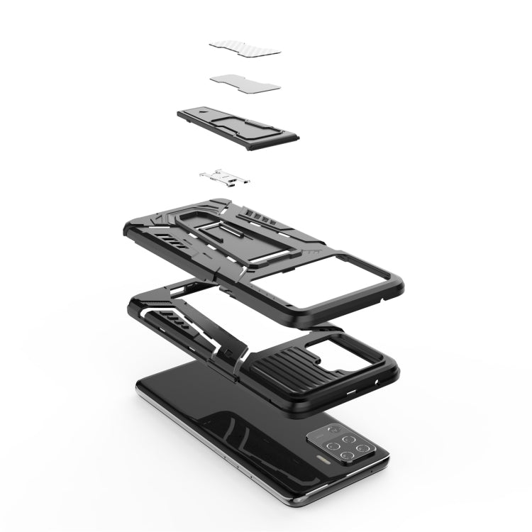 War Chariot Series Armor All-inclusive Shockproof PC + TPU Protective Case with Invisible Holder, For OPPO F19 Pro