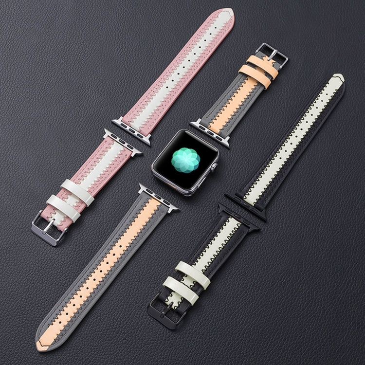 Cowhide Leather Luminous Replacement Strap Watchband, For Apple Watch Series 7 41mm / &amp; 6 &amp; SE &amp; 5 &amp; 4 40mm, For Apple Watch Series 7 45mm / &amp; 6 &amp; SE &amp; 5 &amp; 4 44mm