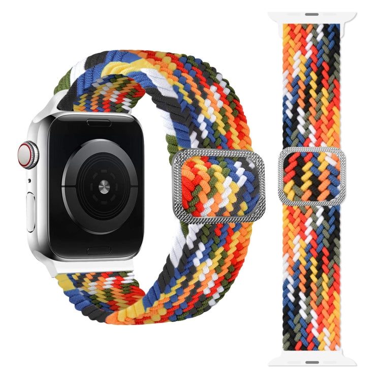Buckle Braided Elastic Strap Watch Band For Apple Watch Series 9&8&7 41mm / SE 3&SE 2&6&SE&5&4 40mm / 3&2&1 38mm(Rainbow Color), For Apple Watch Ultra 49mm / Series 8&7 45mm / SE 2&6&SE&5&4 44mm / 3&2&1 42mm