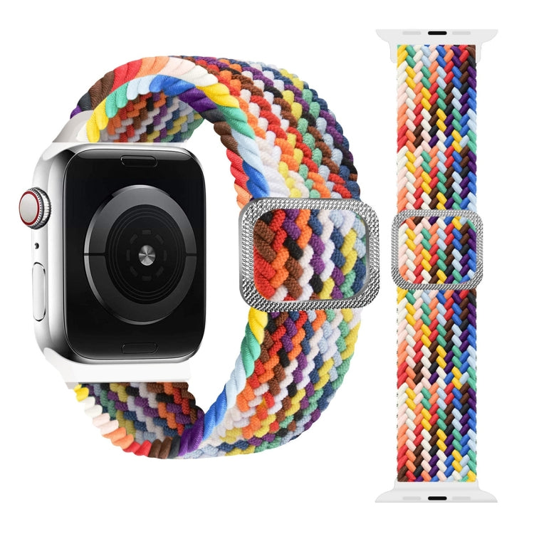 Buckle Braided Elastic Strap Watch Band For Apple Watch Series 9&8&7 41mm / SE 3&SE 2&6&SE&5&4 40mm / 3&2&1 38mm(Rainbow Color), For Apple Watch Ultra 49mm / Series 8&7 45mm / SE 2&6&SE&5&4 44mm / 3&2&1 42mm