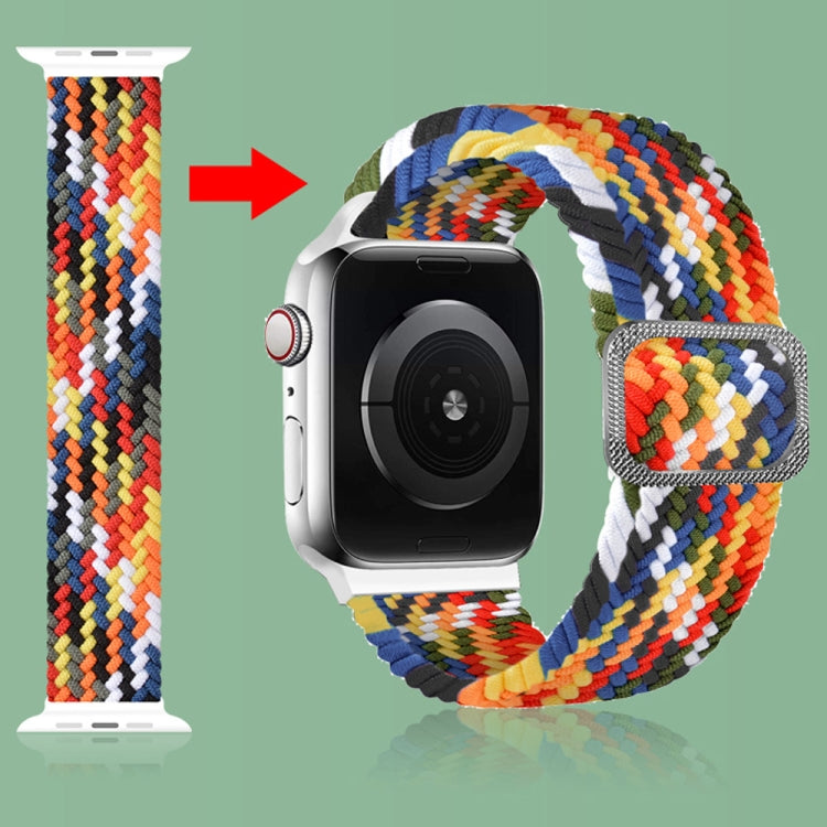 Buckle Braided Elastic Strap Watch Band For Apple Watch Series 9&amp;8&amp;7 41mm / SE 3&amp;SE 2&amp;6&amp;SE&amp;5&amp;4 40mm / 3&amp;2&amp;1 38mm(Rainbow Color), For Apple Watch Series 7 41mm / 6 &amp; SE &amp; 5 &amp; 4 40mm / 3 &amp; 2 &amp; 1 38mm