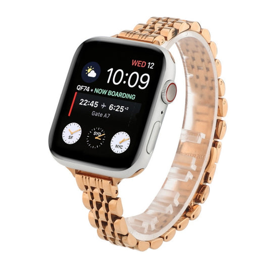 Small Waist Seven Beads Stainless Steel Strap Watchband For Apple Watch Series 6 & SE &, For Apple Watch Series 7 45mm / 6 & SE & 5 & 4 44mm / 3 & 2 & 1 42mm, For Apple Watch Series 8&7 41mm / SE 2&6&SE&5&4 40mm / 3&2&1 38mm