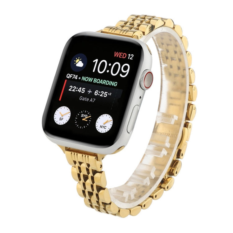 Small Waist Seven Beads Stainless Steel Strap Watchband For Apple Watch Series 6 & SE &, For Apple Watch Series 7 45mm / 6 & SE & 5 & 4 44mm / 3 & 2 & 1 42mm, For Apple Watch Series 8&7 41mm / SE 2&6&SE&5&4 40mm / 3&2&1 38mm