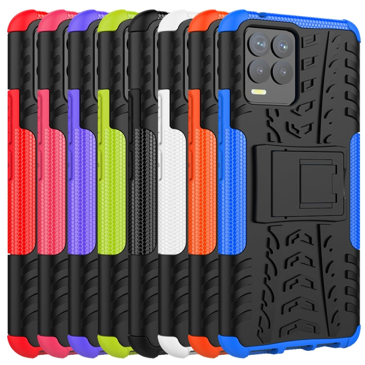 Tire Texture Shockproof TPU+PC Protective Case with Holder, For OPPO Realme 8 / 8 Pro, For OPPO Realme C21 / C20