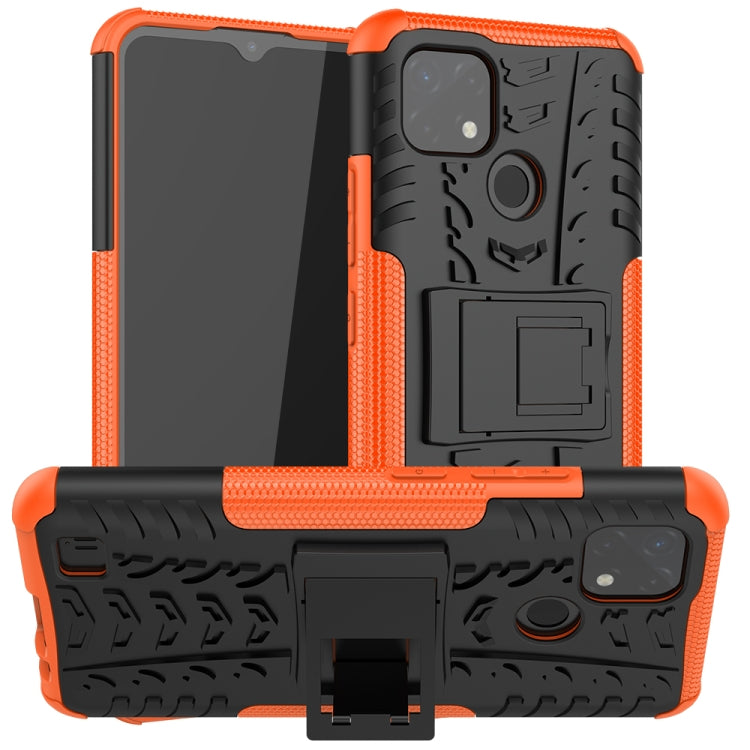 Tire Texture Shockproof TPU+PC Protective Case with Holder, For OPPO Realme C21 / C20