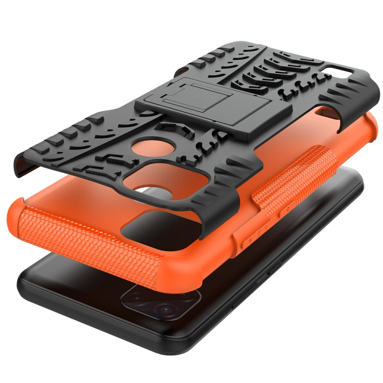 Tire Texture Shockproof TPU+PC Protective Case with Holder, For OPPO Realme C21 / C20