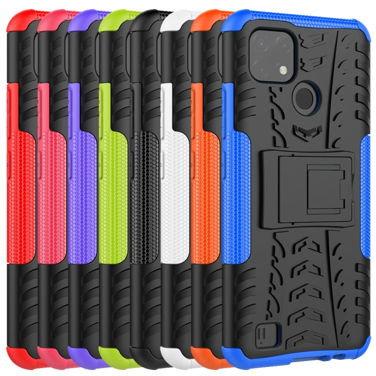 Tire Texture Shockproof TPU+PC Protective Case with Holder, For OPPO Realme C21 / C20