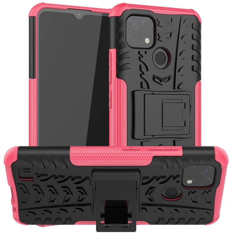 Tire Texture Shockproof TPU+PC Protective Case with Holder, For OPPO Realme C21 / C20