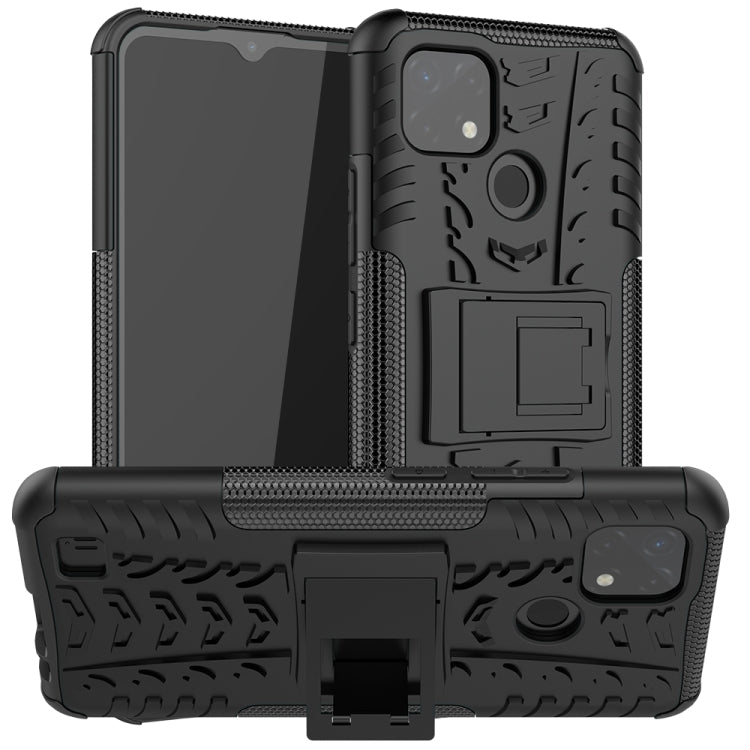 Tire Texture Shockproof TPU+PC Protective Case with Holder, For OPPO Realme C21 / C20