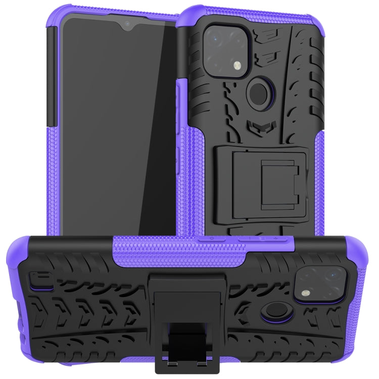 Tire Texture Shockproof TPU+PC Protective Case with Holder, For OPPO Realme C21 / C20