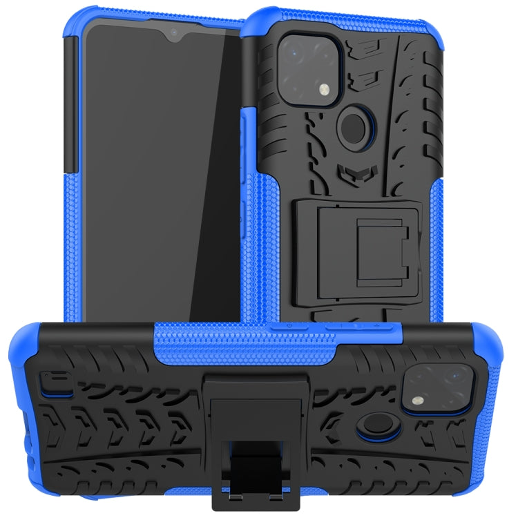 Tire Texture Shockproof TPU+PC Protective Case with Holder, For OPPO Realme C21 / C20