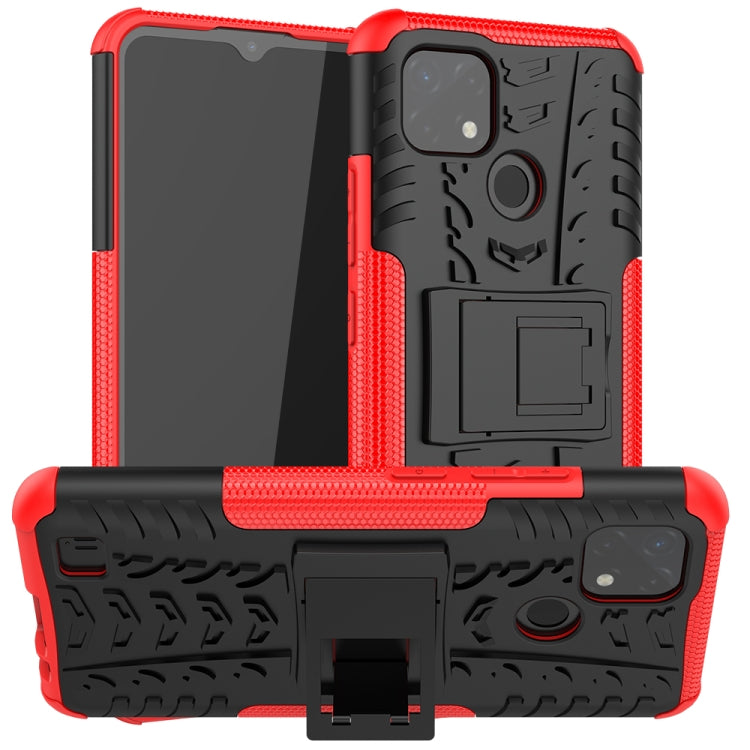 Tire Texture Shockproof TPU+PC Protective Case with Holder, For OPPO Realme C21 / C20