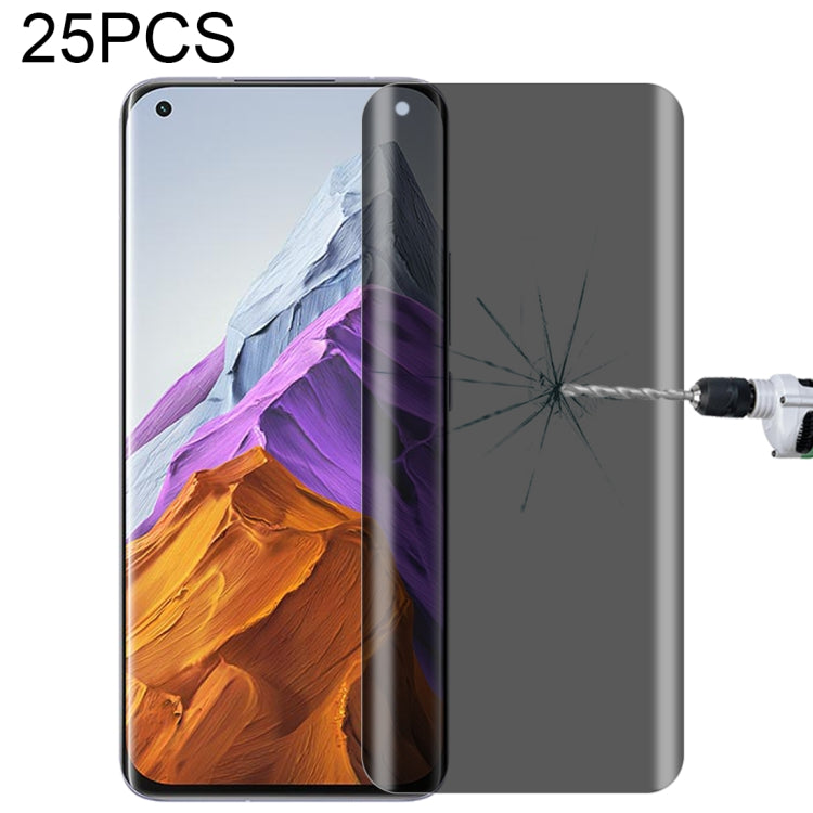 For OnePlus 9 Pro No Fingerprint Unlock 25pcs 0.3mm 9H Surface Hardness 3D Curved Surface Privacy Glass Film