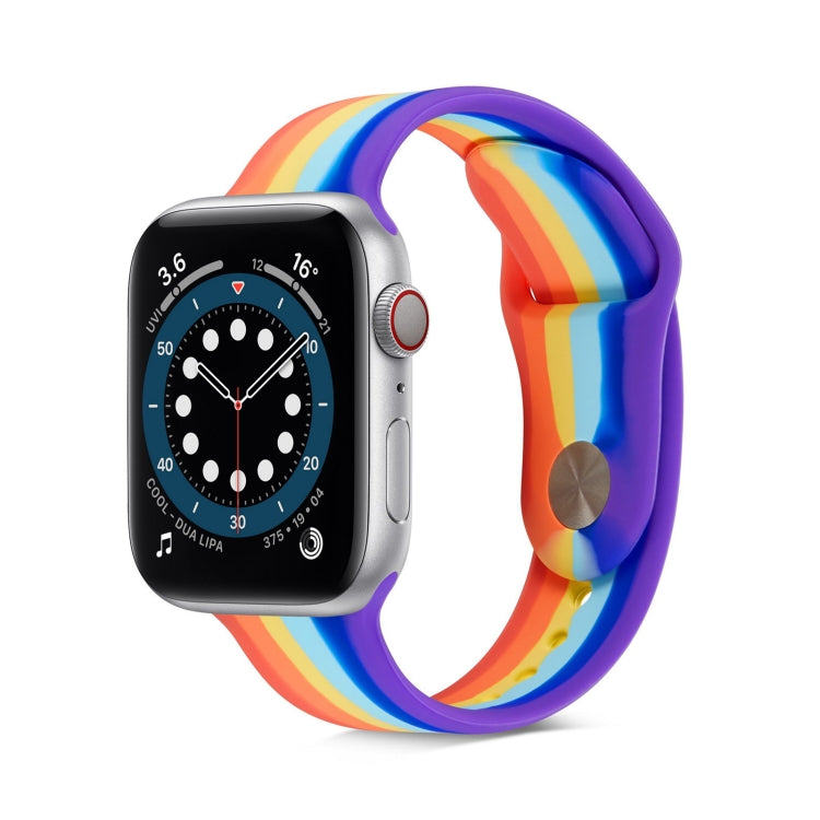 Rainbow Silicone Strap Watchband For Apple Watch Series, 7 45mm / 6 &amp; SE &amp; 5 &amp; 4 44mm / 3 &amp; 2 &amp; 1 42mm, 7 41mm / 6 &amp; SE &amp; 5 &amp; 4 40mm / 3 &amp; 2 &amp; 1 38mm