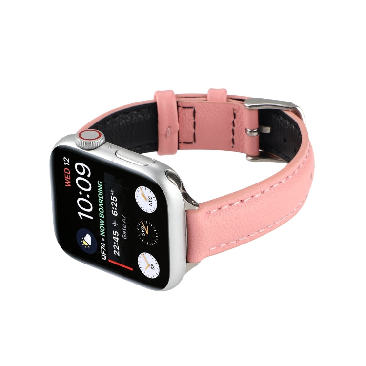 14mm Slim Genuine Leather Strap Watchband For Apple Watch Series, 7 45mm / 6 &amp; SE &amp; 5 &amp; 4 44mm / 3 &amp; 2 &amp; 1 42mm, 7 41mm / 6 &amp; SE &amp; 5 &amp; 4 40mm / 3 &amp; 2 &amp; 1 38mm