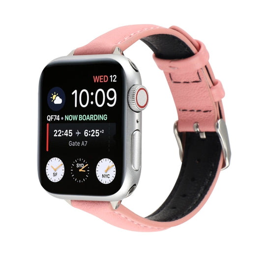 14mm Slim Genuine Leather Strap Watchband For Apple Watch Series, 7 45mm / 6 & SE & 5 & 4 44mm / 3 & 2 & 1 42mm, 7 41mm / 6 & SE & 5 & 4 40mm / 3 & 2 & 1 38mm