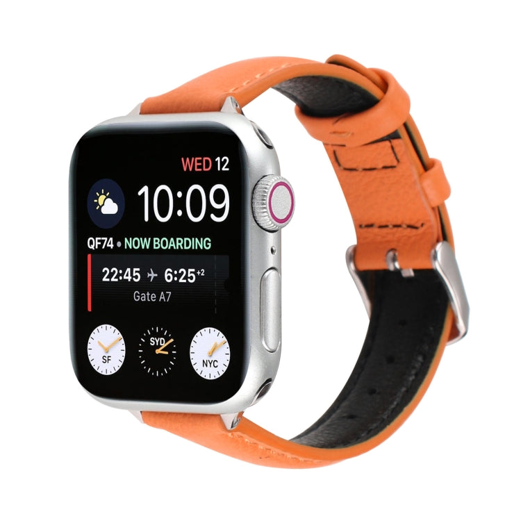 14mm Slim Genuine Leather Strap Watchband For Apple Watch Series, 7 45mm / 6 &amp; SE &amp; 5 &amp; 4 44mm / 3 &amp; 2 &amp; 1 42mm, 7 41mm / 6 &amp; SE &amp; 5 &amp; 4 40mm / 3 &amp; 2 &amp; 1 38mm