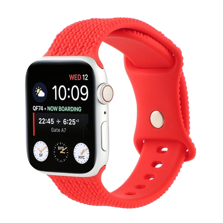 Woven Pattern Figure 8 Buckle Silicone Strap Watchband For Apple Watch Series, 7 45mm / 6 &amp; SE &amp; 5 &amp; 4 44mm / 3 &amp; 2 &amp; 1 42mm, 7 41mm / 6 &amp; SE &amp; 5 &amp; 4 40mm / 3 &amp; 2 &amp; 1 38mm