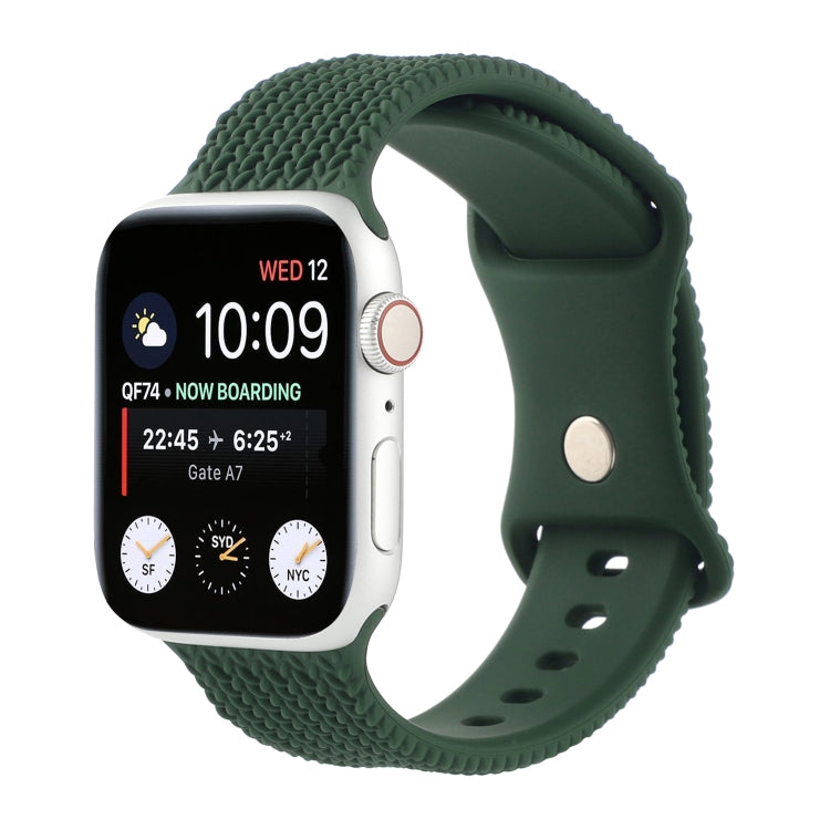 Woven Pattern Figure 8 Buckle Silicone Strap Watchband For Apple Watch Series, 7 45mm / 6 &amp; SE &amp; 5 &amp; 4 44mm / 3 &amp; 2 &amp; 1 42mm, 7 41mm / 6 &amp; SE &amp; 5 &amp; 4 40mm / 3 &amp; 2 &amp; 1 38mm