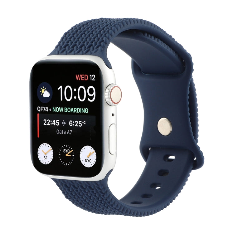 Woven Pattern Figure 8 Buckle Silicone Strap Watchband For Apple Watch Series, 7 45mm / 6 & SE & 5 & 4 44mm / 3 & 2 & 1 42mm, 7 41mm / 6 & SE & 5 & 4 40mm / 3 & 2 & 1 38mm