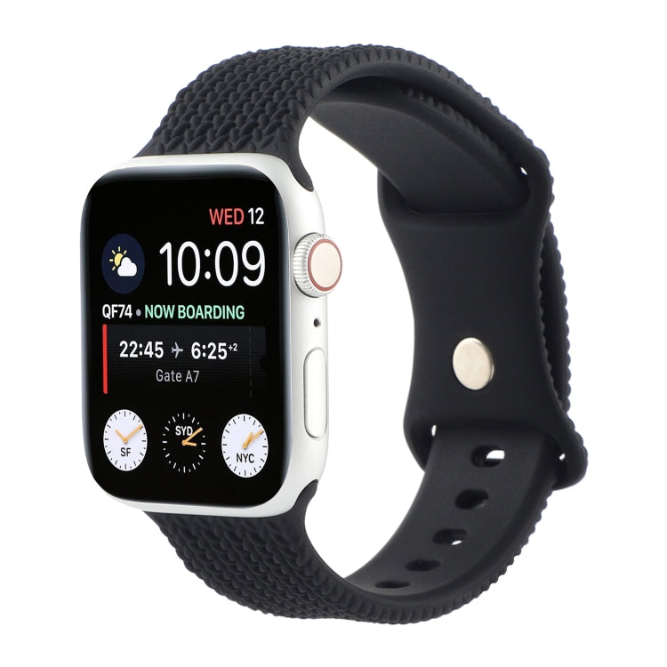 Woven Pattern Figure 8 Buckle Silicone Strap Watchband For Apple Watch Series, 7 45mm / 6 &amp; SE &amp; 5 &amp; 4 44mm / 3 &amp; 2 &amp; 1 42mm, 7 41mm / 6 &amp; SE &amp; 5 &amp; 4 40mm / 3 &amp; 2 &amp; 1 38mm