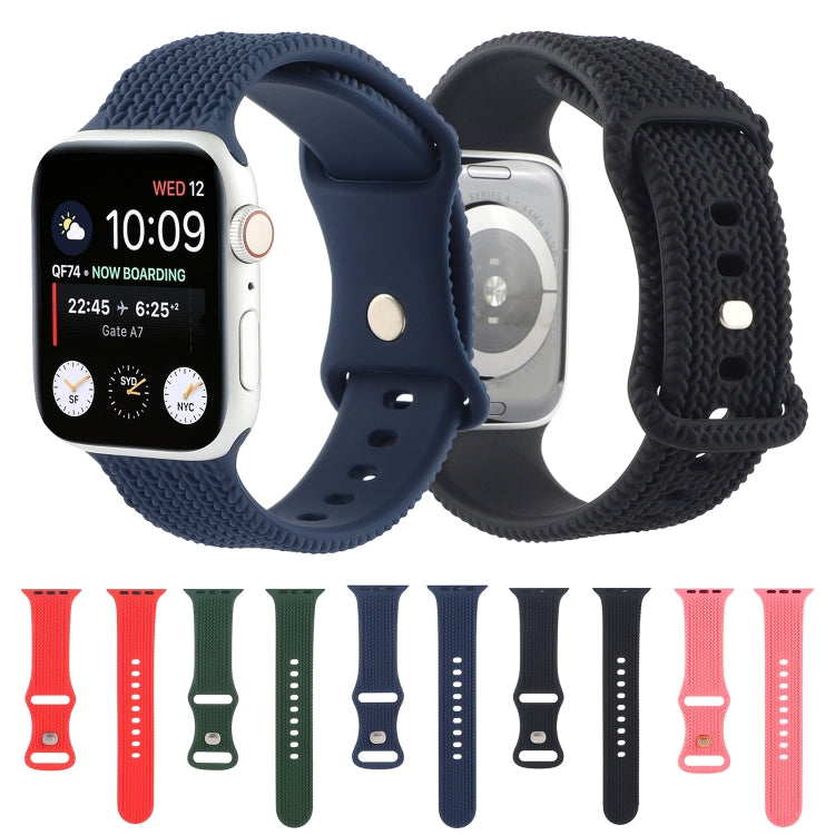 Woven Pattern Figure 8 Buckle Silicone Strap Watchband For Apple Watch Series, 7 45mm / 6 &amp; SE &amp; 5 &amp; 4 44mm / 3 &amp; 2 &amp; 1 42mm, 7 41mm / 6 &amp; SE &amp; 5 &amp; 4 40mm / 3 &amp; 2 &amp; 1 38mm