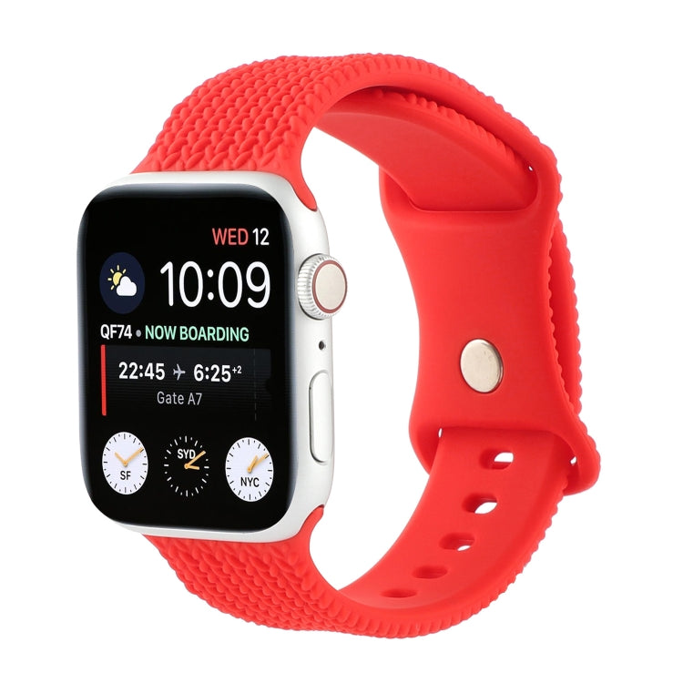 Woven Pattern Figure 8 Buckle Silicone Strap Watchband For Apple Watch Series, 7 45mm / 6 & SE & 5 & 4 44mm / 3 & 2 & 1 42mm, 7 41mm / 6 & SE & 5 & 4 40mm / 3 & 2 & 1 38mm