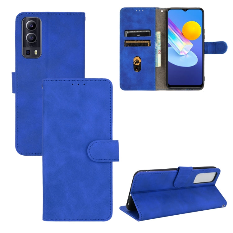 Solid Color Skin Feel Magnetic Buckle Horizontal Flip Calf Texture PU Leather Case with Holder & Card Slots & Wallet