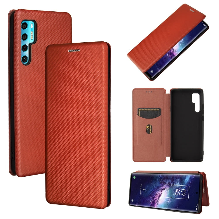 Carbon Fiber Texture Magnetic Horizontal Flip TPU + PC + PU Leather Case with Card Slot