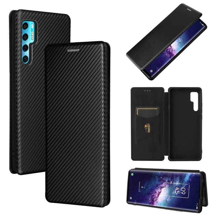 Carbon Fiber Texture Magnetic Horizontal Flip TPU + PC + PU Leather Case with Card Slot